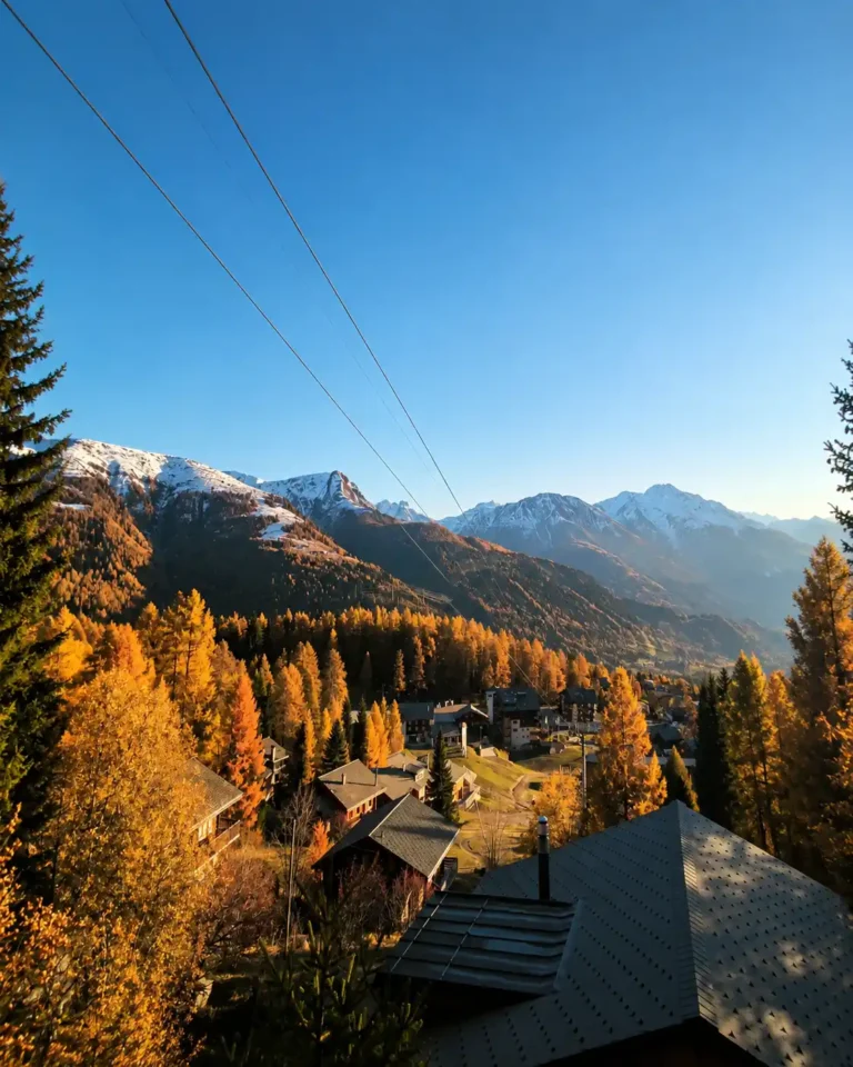 View from chalet La Marmotte in autum
